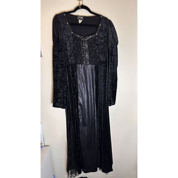 VTG Tripp NYC Goth Velveteen Spiderweb Lacing Gown Renaissance Dress Size X-Larg - Picture 1 of 5
